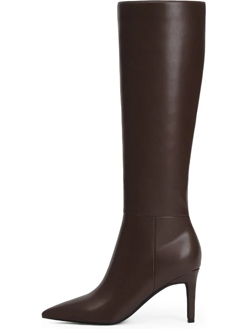 Women's Chocolate Pointed Toe Faux Leather Stiletto Heel Over The Knee Boots